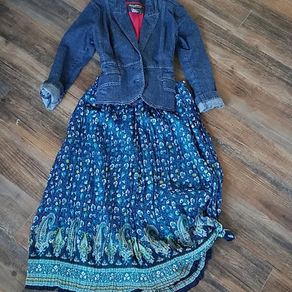Serengeti Dresses & Skirts - Blue and turquoise floral maxi skirt Med
